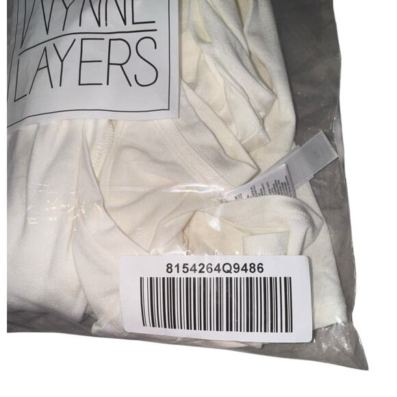 New Wynne Layers 3/4 Sleeve V Neck Top White Womens 3X Lightweight Flowy Relaxed - Picture 9 of 10